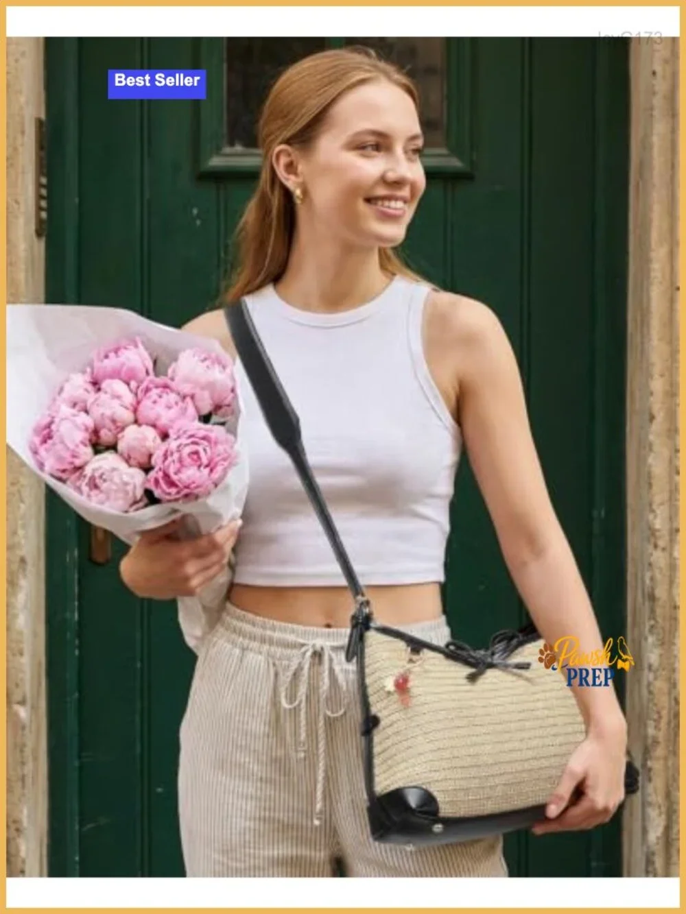 Handwoven Straw Hobo Shoulder Purse Tote Handbag for Women